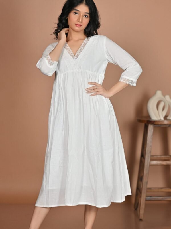Adrika’s White Handloom Cotton Dress
