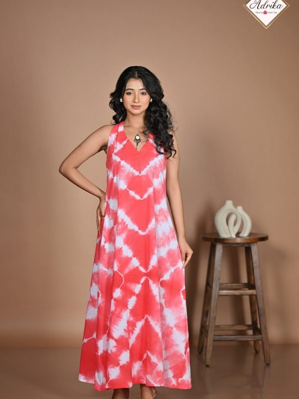 Adrika’s Red & White Tie & Dye Dress